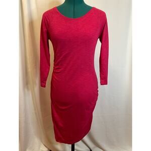EXPRESS Dress Red Elastic Side Long Sleeve Scoop Neck Size Small